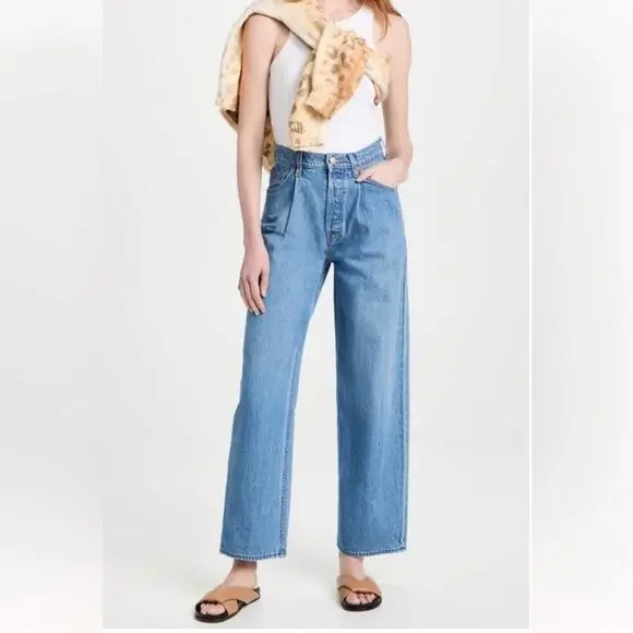 Mother SNACKS The Pleated Fun Dip Puddle Wide Leg Jeans Women’s Size 33 - Picture 14 of 14